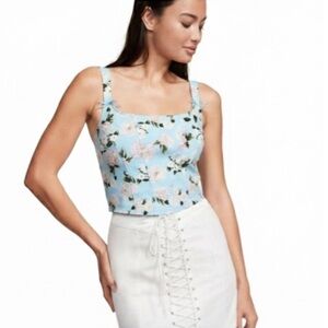 Victoria’s Secret Light Blue Denim Floral Bustier Top Size Medium Like New!